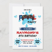 Gamer Pool Party Geburtstag Einladung (Vorderseite)