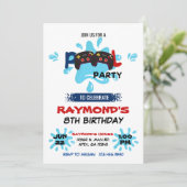 Gamer Pool Party Geburtstag Einladung (Stehend Vorderseite)
