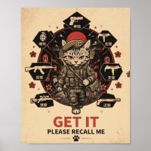 Gamer Poster Taktischer Soldat Katze Bitte Ruf Mic