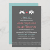 Gamer-Prüfer-Liebe Wedding Einladung (Vorne/Hinten)