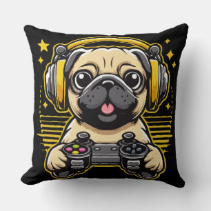 Gamer Pug Gaming Pugs Video Game Gift Kissen
