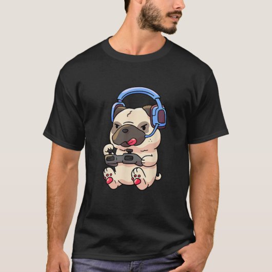 Gamer Pug Gaming Pugs Video Game Gift T-Shirt (Vorderseite)