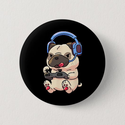 Gamer Pug Gaming Pugs Videospiel Geschenk Button (Vorderseite)