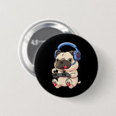 Gamer Pug Gaming Pugs Videospiel Geschenk Button (Vorne & Hinten)