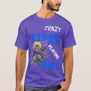 Gamer Pug Hund verrückte Typen spielen Spiele PC-K T-Shirt