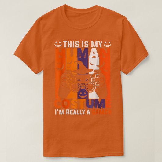Gamer Pumpkin Kürbislaterne Funny Halloween Video T-Shirt (Design vorne)