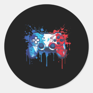 Gamer - Red White Blue 4. Juli Video Game 2 Runder Aufkleber