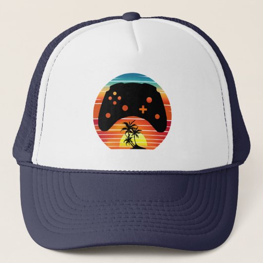 GAMER RETRO GAMING SUNSET TRUCKERKAPPE (Vorderseite)