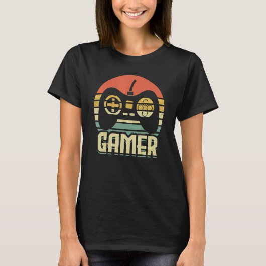 Gamer-Retro mit Gaming-Konsole T-Shirt (Vorderseite)