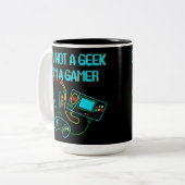 Gamer Retro Neon Black Zweifarbige Tasse (Vorderseite Links)