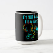 Gamer Retro Neon Black Zweifarbige Tasse (VorderseiteRechts)