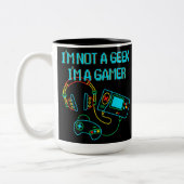 Gamer Retro Neon Black Zweifarbige Tasse (Links)