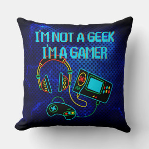 Gamer Retro Neon Blue Kissen