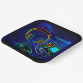 Gamer Retro Neon Blue Pappteller (Gewinkelt)