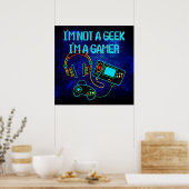 Gamer Retro Neon Blue Poster (Küche)