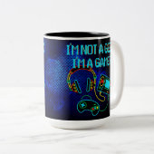 Gamer Retro Neon Blue Zweifarbige Tasse (VorderseiteRechts)