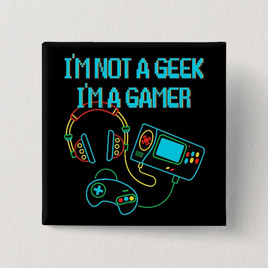 Gamer Retro Neon Button (Vorderseite)