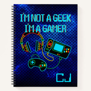 Gamer Retro Neon Mit Monogramm Notizblock