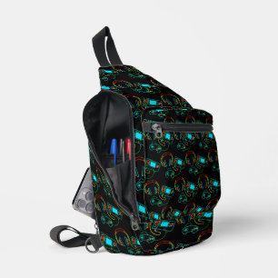 Gamer Retro Neon Pattern Crossbody Bag