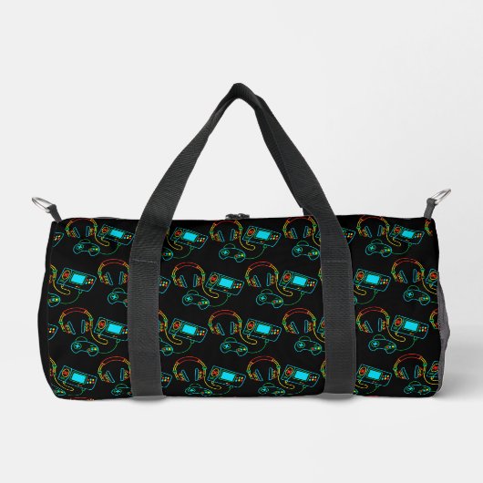 Gamer Retro Neon Pattern Duffle Bag (Vorderseite)