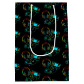 Gamer Retro Neon Pattern Mittlere Geschenktüte (Rückseite)