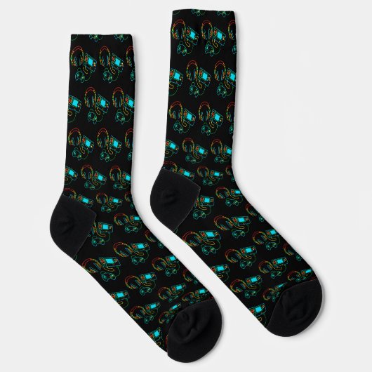 Gamer Retro Neon Pattern Socken (Rechts)