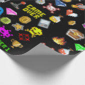 Gamer Retro Pixel Video Gaming Icons Geschenkpapier (Ecke)