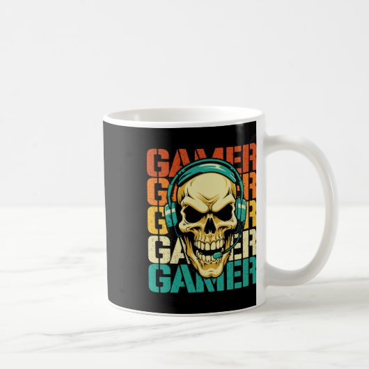 Gamer - Retro Skull Gaming Lover Console Game Vide Kaffeetasse (Rechts)