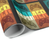 GAMER RETRO VIDEOSPIELCONTROLLER  GESCHENKPAPIER (Rolleneckpunkt)