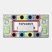 Gamer Room Geometric Green Blue Circles Stars Schreibtischunterlage (Tastatur & Maus)