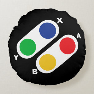 Gamer Round Pillow Video Game Controller Pad Rundes Kissen