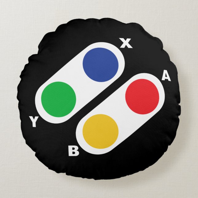 Gamer Round Pillow Video Game Controller Pad Rundes Kissen (Vorderseite)
