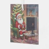 Gamer Santa Ornament Aus Glas (Vorderseite links)