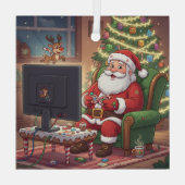 Gamer Santa Ornament Aus Glas (Rückseite)
