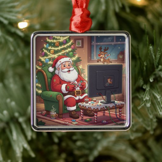 Gamer Santa Ornament Aus Metall (Baum)