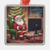 Gamer Santa Ornament Aus Metall (Vorne)