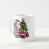 Gamer Santa Pixel Art Retro Weihnachten Kaffeetasse (Vorderseite Links)