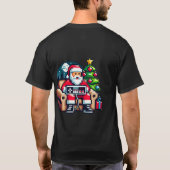 Gamer Santa Retro Pixel Art Christmas T-Shirt (Rückseite)