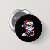Gamer Santa Video Game Christmas Gaming Button (Vorne & Hinten)