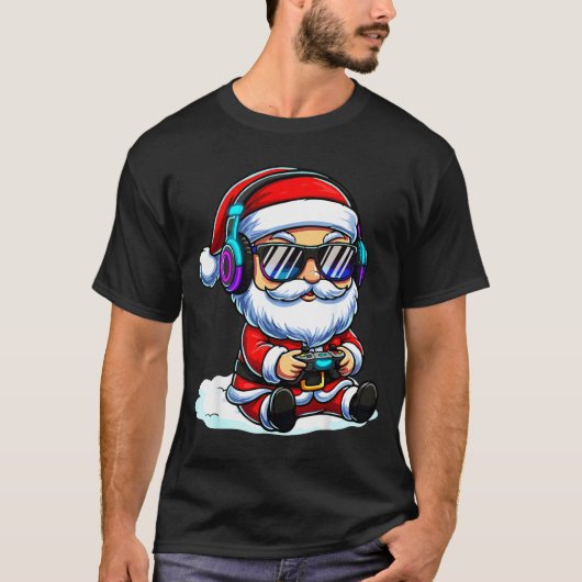 Gamer Santa Video Game Christmas Gaming T-Shirt (Vorderseite)