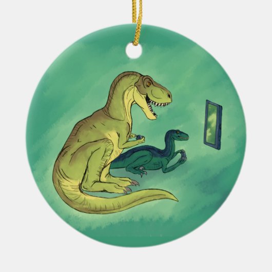 Gamer-Saurus Keramik Ornament (Vorne)