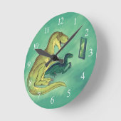Gamer-Saurus Runde Wanduhr (Winkel)