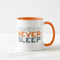 Gamer schlafen nie den lustigen Mug Orange Ringer