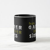 Gamer schläft nie Black Gamer Coffee Tasse (Zentrum)