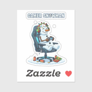 Gamer Schneemann Weihnachtsbeleuchtung Kopfhörer C Aufkleber