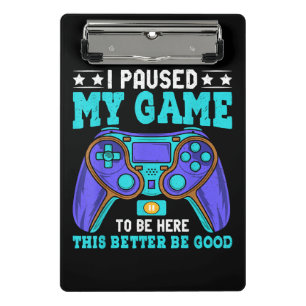 Gamer Shirt Boys Men Kids Teens hielt mein Spiel a Mini Klemmbrett