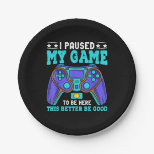 Gamer Shirt Boys Men Kids Teens hielt mein Spiel a Pappteller