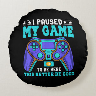 Gamer Shirt Boys Men Kids Teens hielt mein Spiel a Rundes Kissen