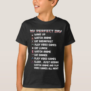 Gamer-Shirt Mein perfekter Tag Anime schauen Video T-Shirt