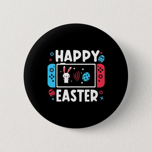 Gamer-Shirt-Videospielcontroller am Ostertag Button (Vorderseite)